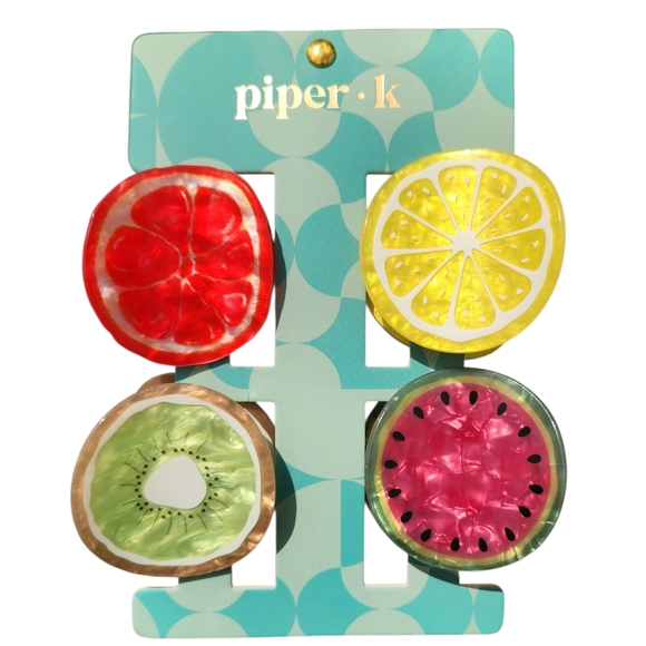 Piper K Fruit Slice Themed Hair Clips Set - Picture 1 of 7